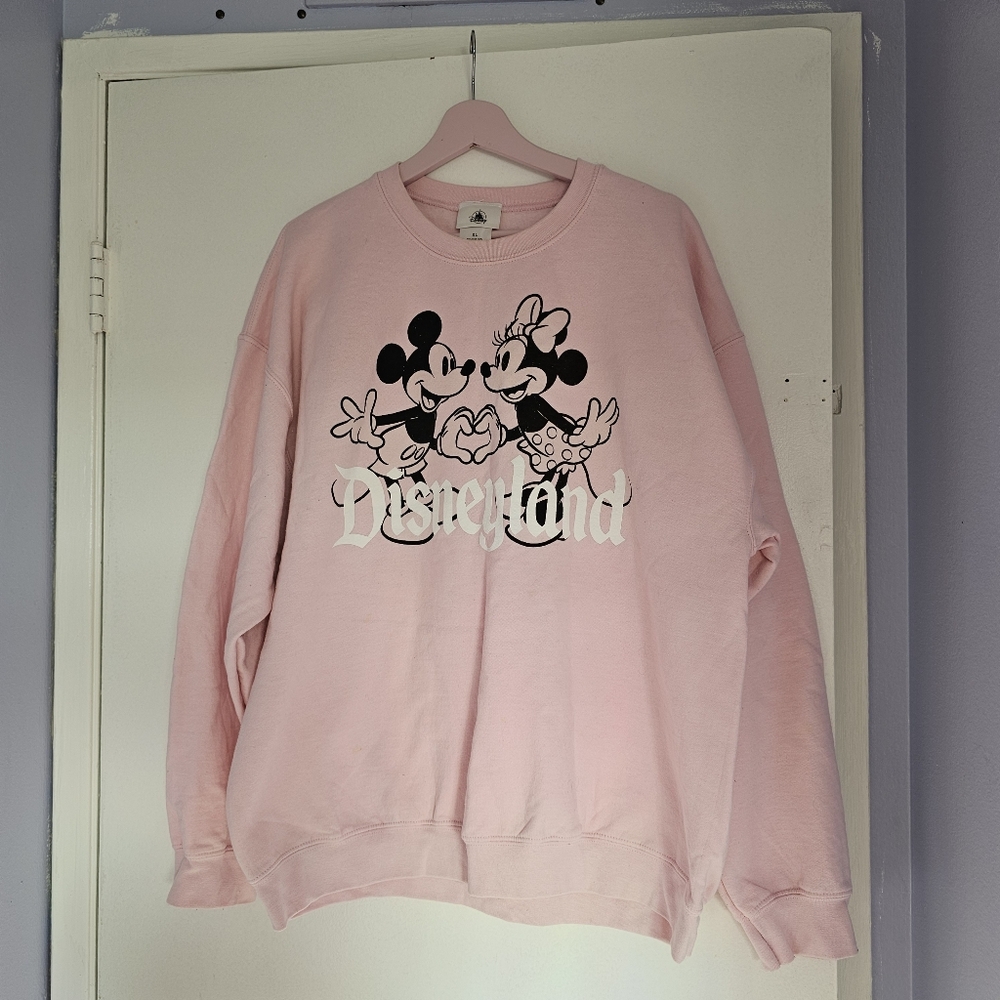 Disneyland Baby Pink Mickey & Minnie Valentine's Sweatshirt